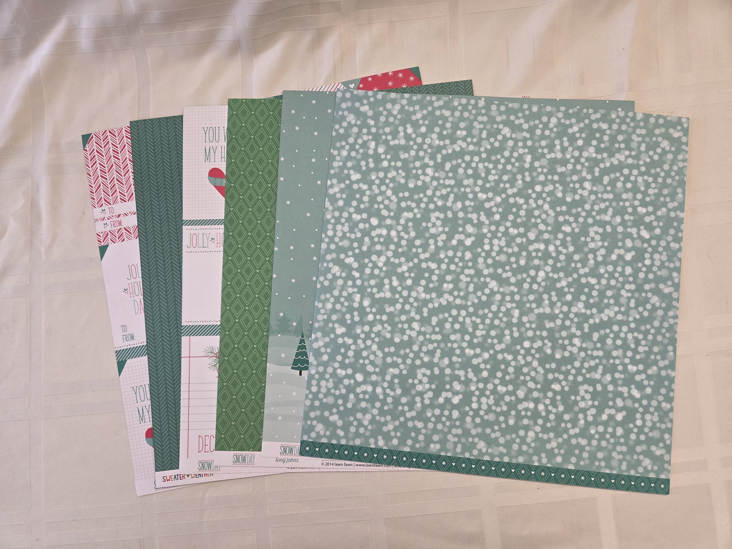 Lawn Fawn 6 Color Patterned Paper Pack 12x12 "Snow Day"
