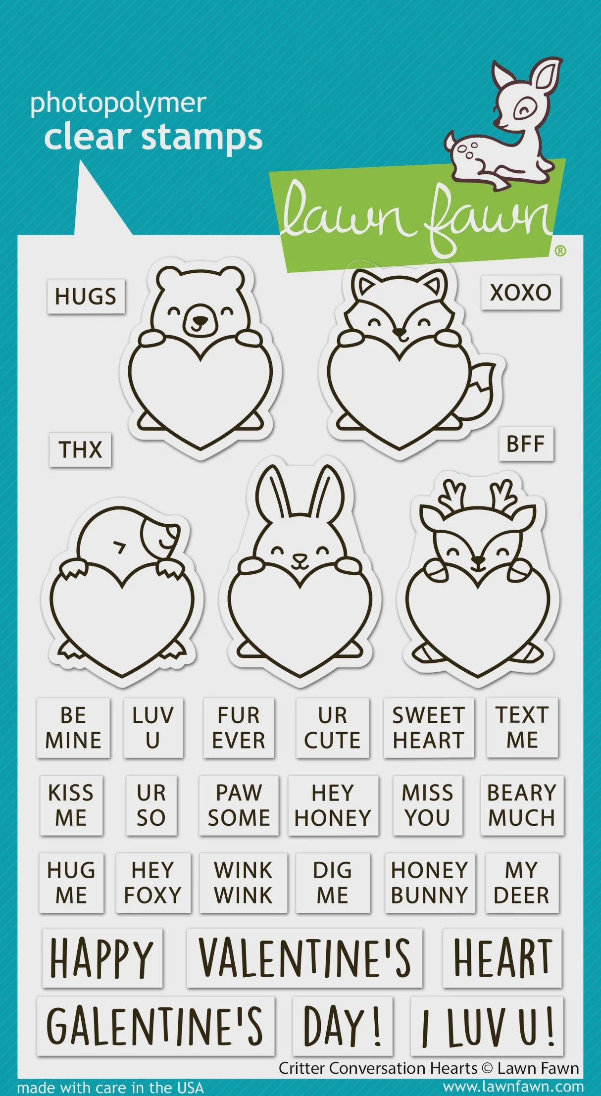 LF CRITTER CONVERSATION HEARTS STAMP SET