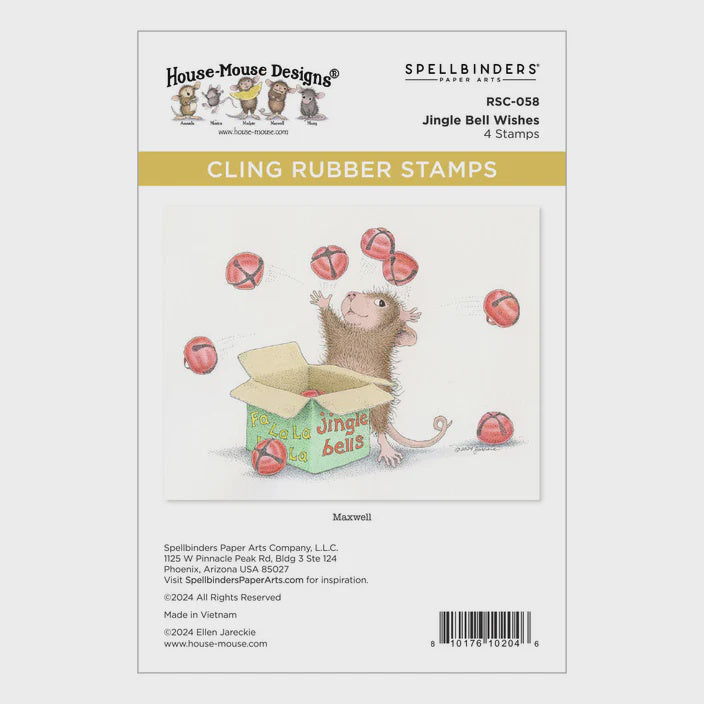 SB JINGLE BELL WISHES CLING RUBBER STAMP SET