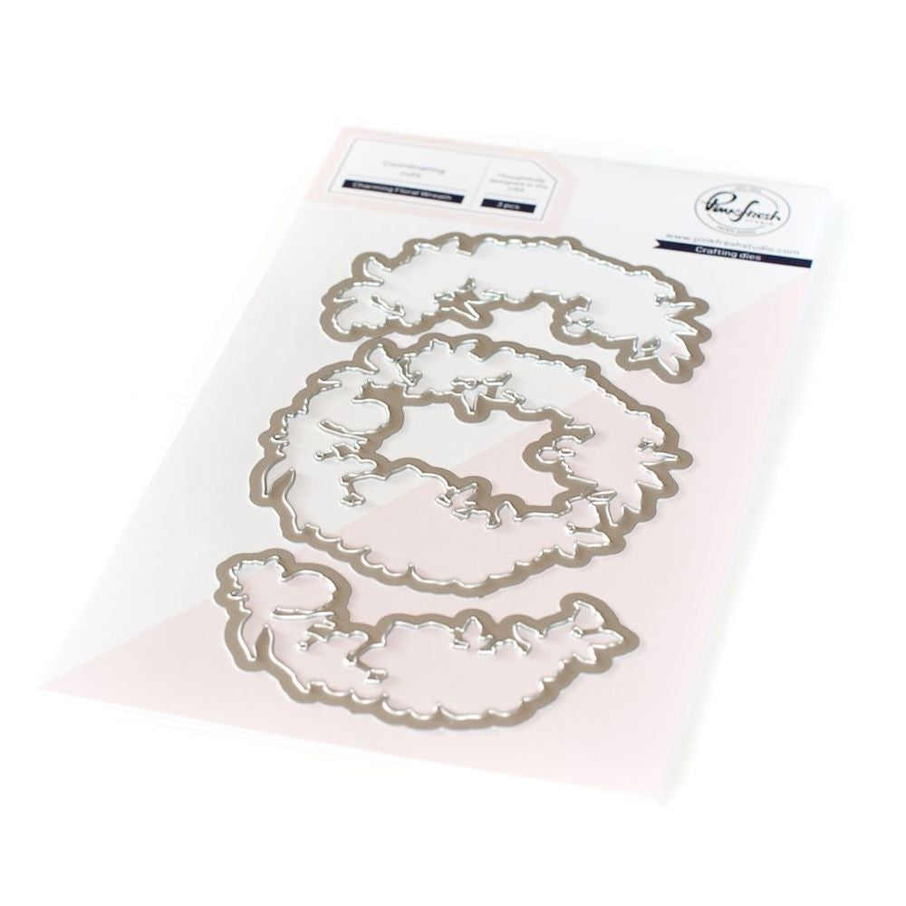 PINKFRESH CHARMING FLORAL WREATH STAMP AND DIE SET