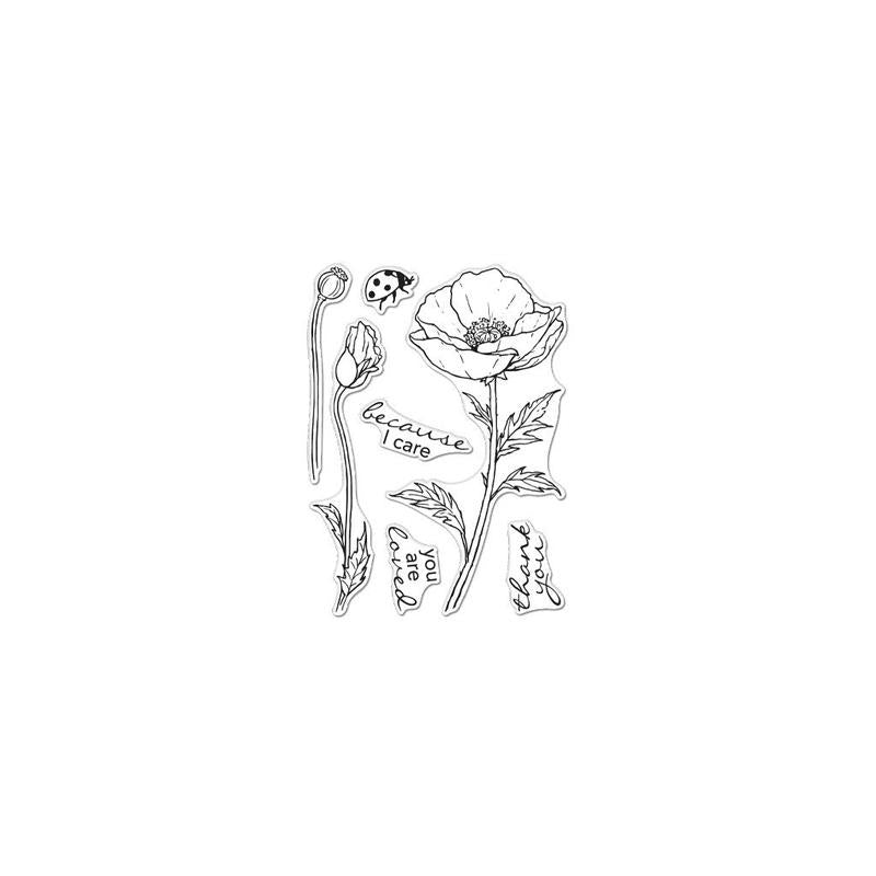 H A HERO FLORALS POPPY CLEAR STAMP SET