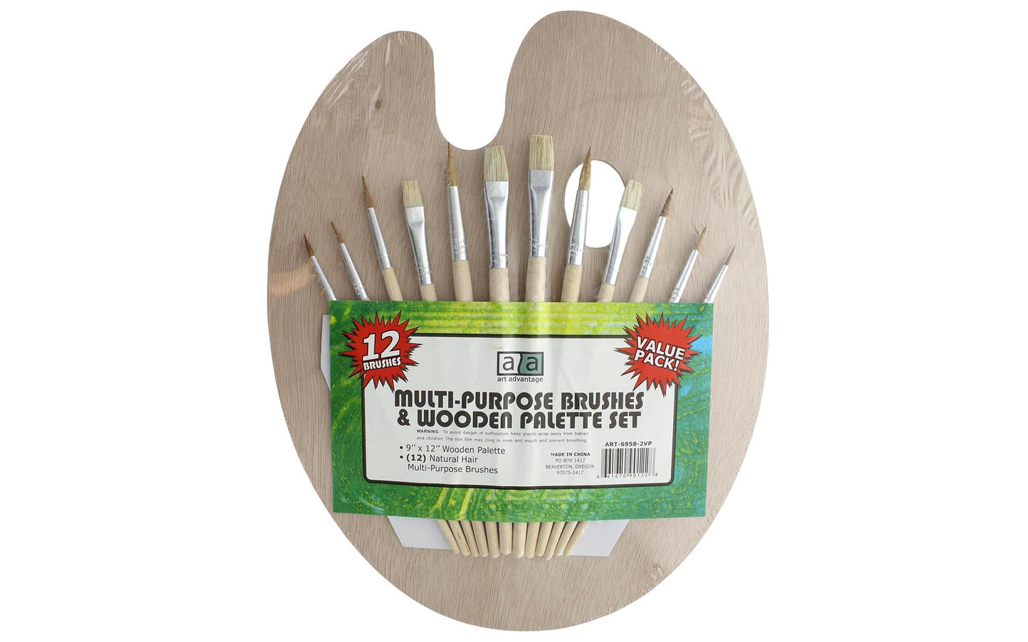 PA MULTI-PURPOSE BRUSHES & WOODEN PALETTE SET