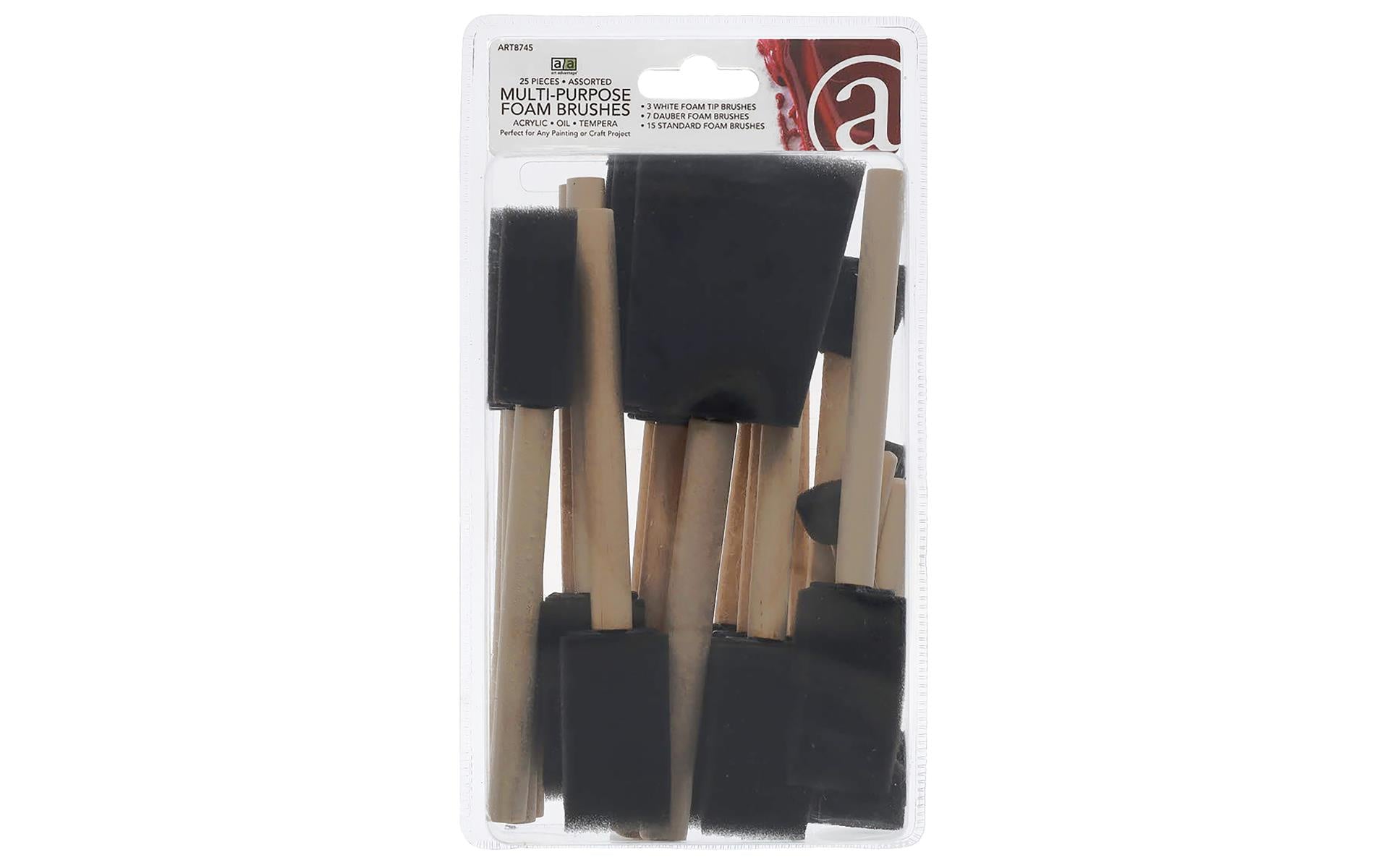 Multi-Purpose Foam & Craft Paint Brushes - 25 Piece Set