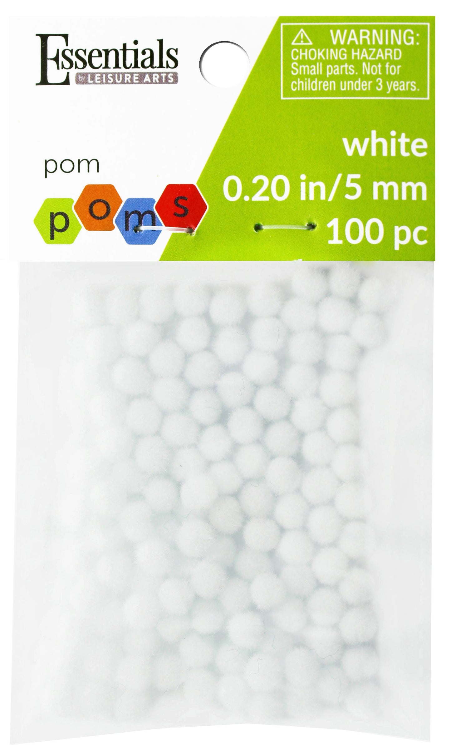 L A WHITE POM POMS 5MM 100PC