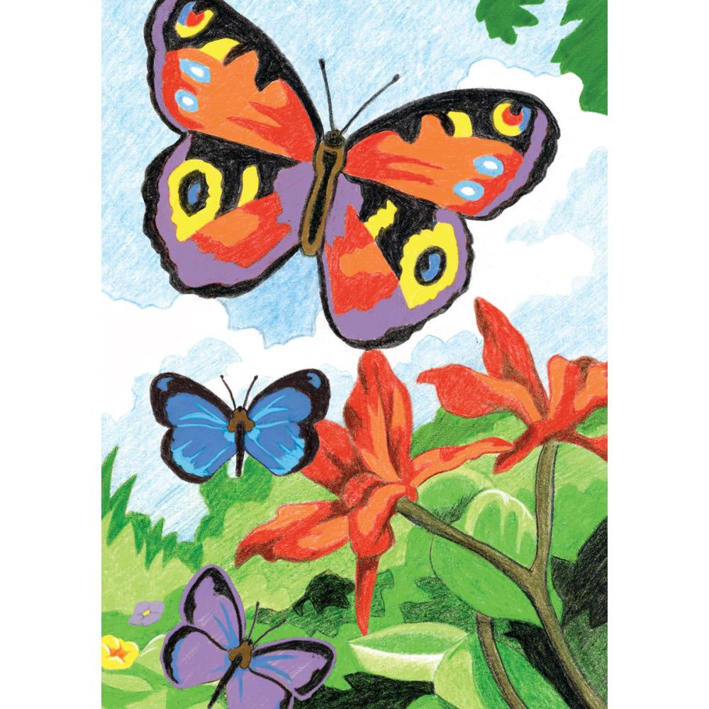 COLOR PENCIL BY NUMBER BRIGHT BUTTERFLIES