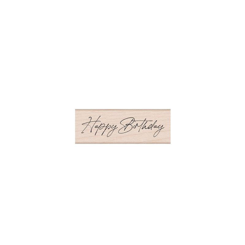 H A CURSIVE HAPPY BIRTHDAY WOOD STAMP