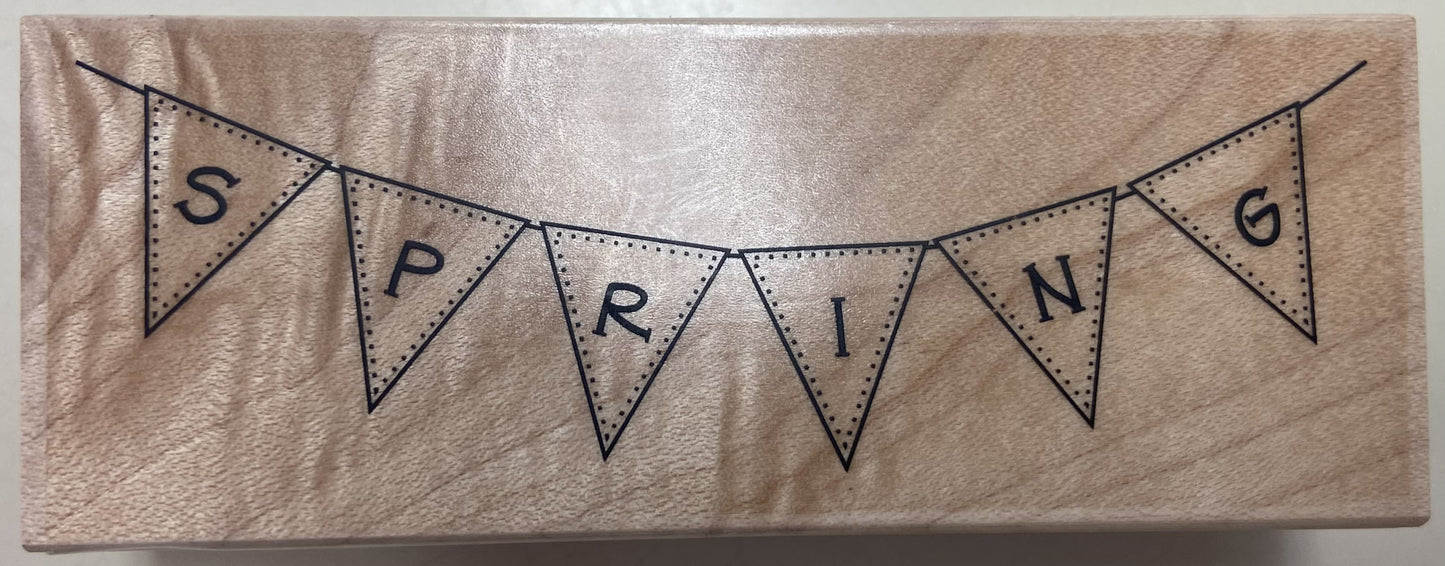 IO SPRING BANNER WOOD STAMP