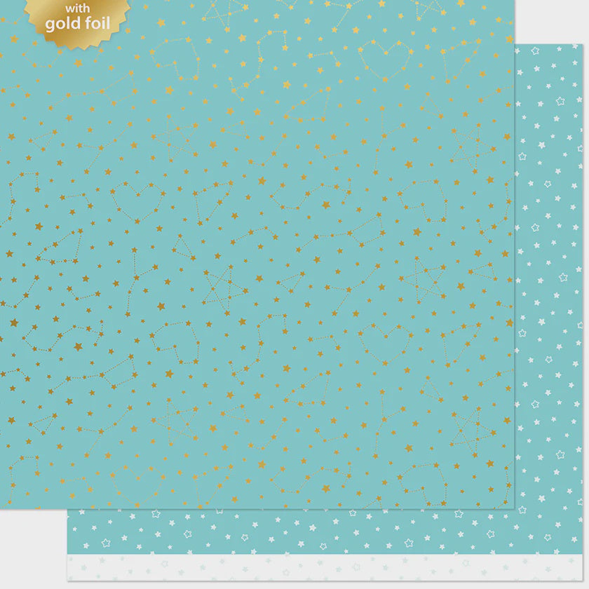 LF TWINKLING AQUA 12X12 FOILED PAPER
