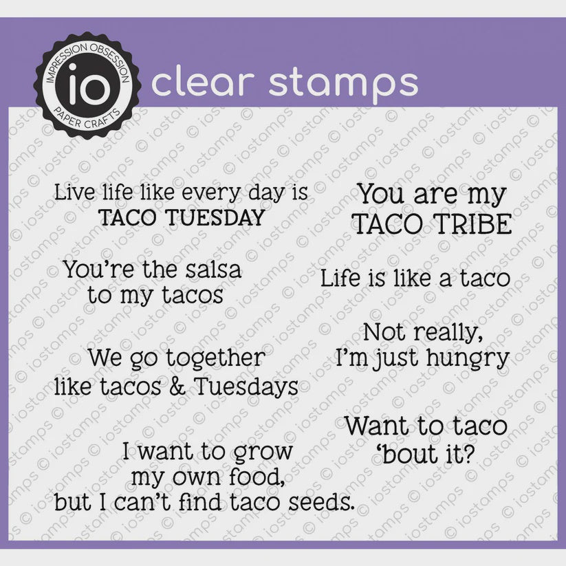 IO CLEAR TACO SAYINGS STAMP SET