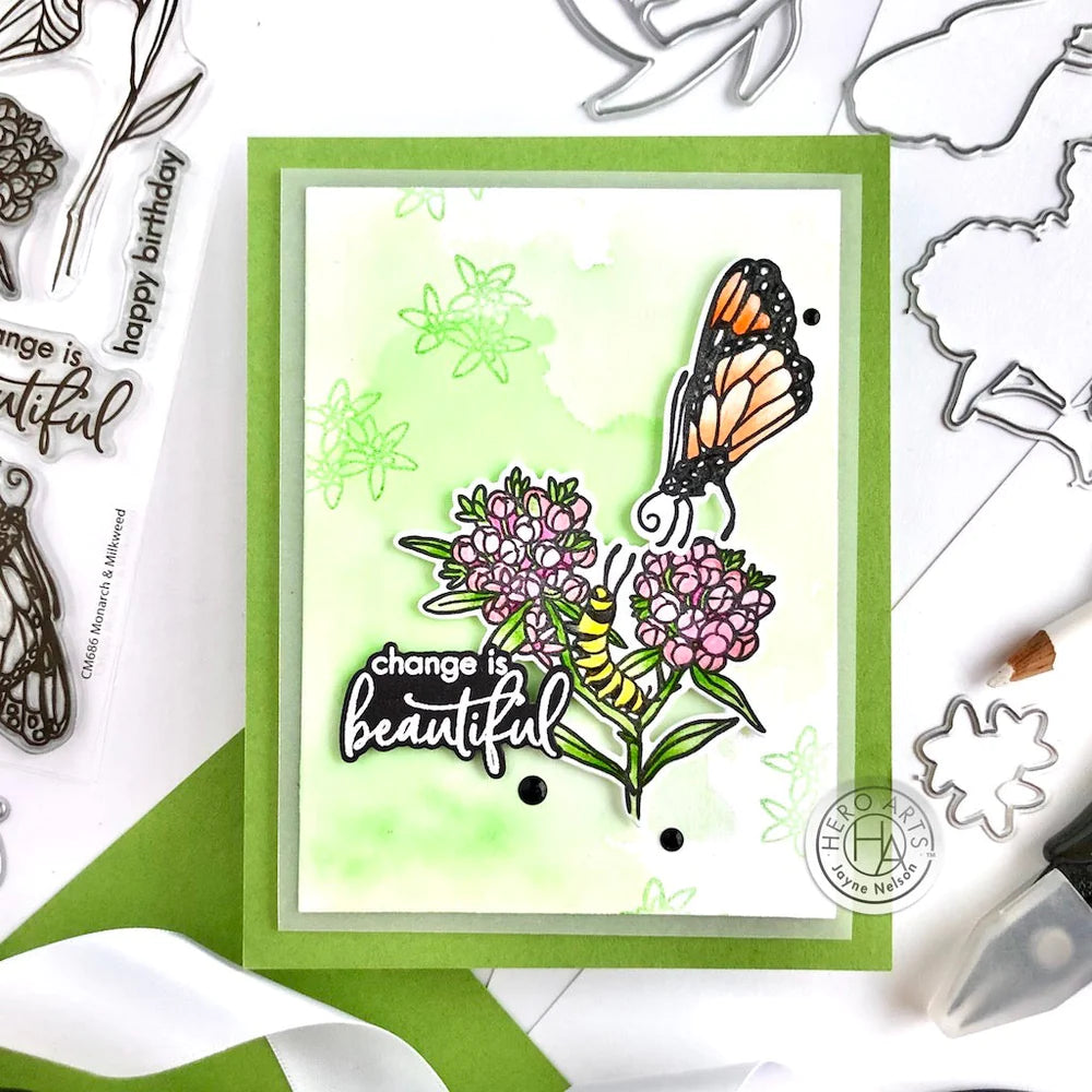 H A MONARCH & MILKWEED STAMP & DIE BUNDLE