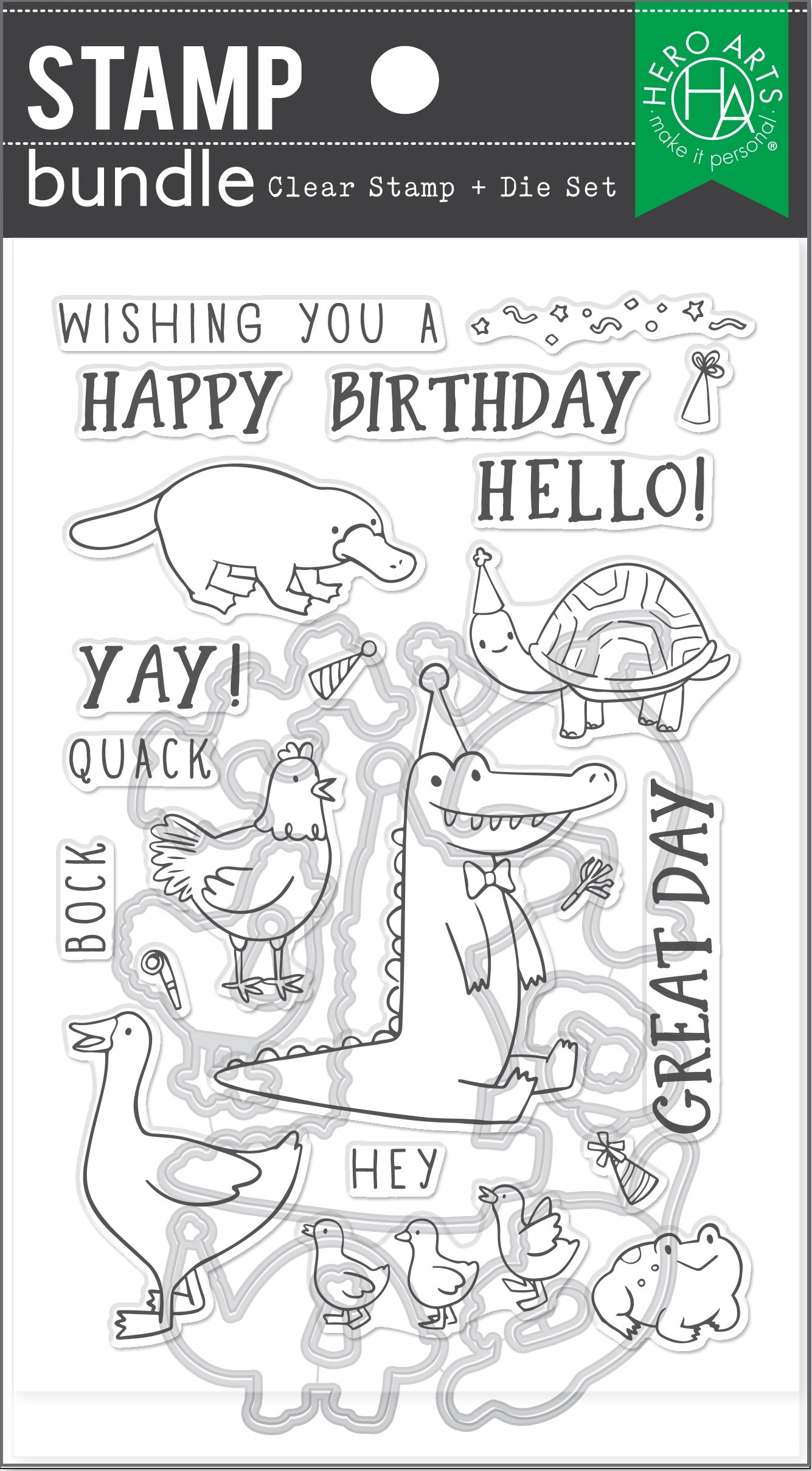 H A BIRTHDAY ANIMALS STAMP & DIE BUNDLE