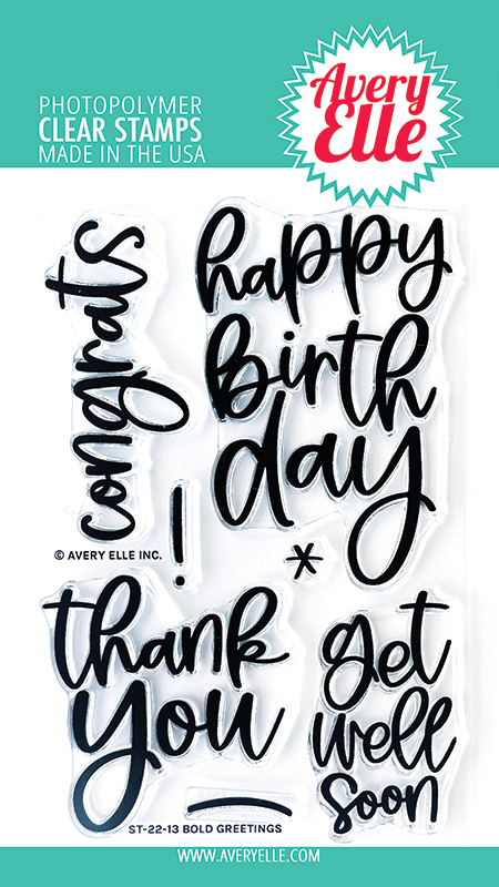 AE BOLD GREETINGS CLEAR STAMP SET