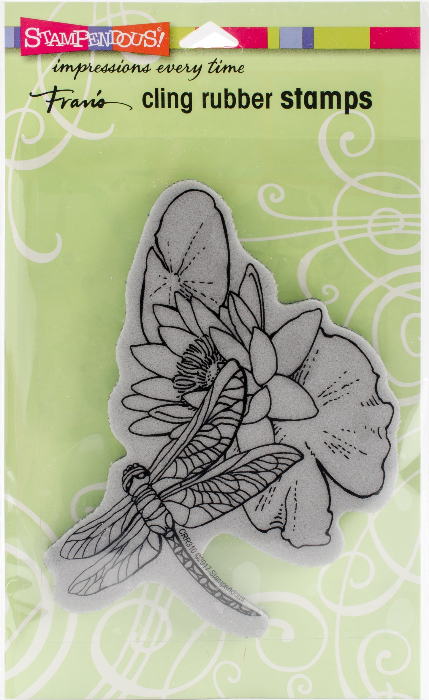 STA CLING DRAGONFLY LILY STAMP