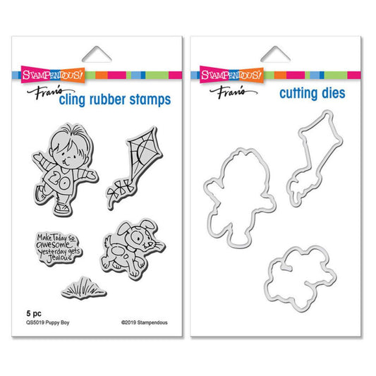 STA PUPPY BOY CLING STAMP AND DIE SET