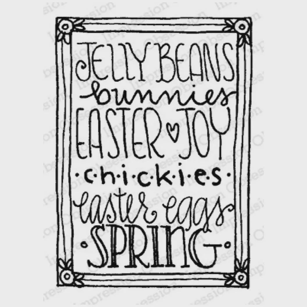 IO SPRING WORDS WOOD BLOCK STAMP