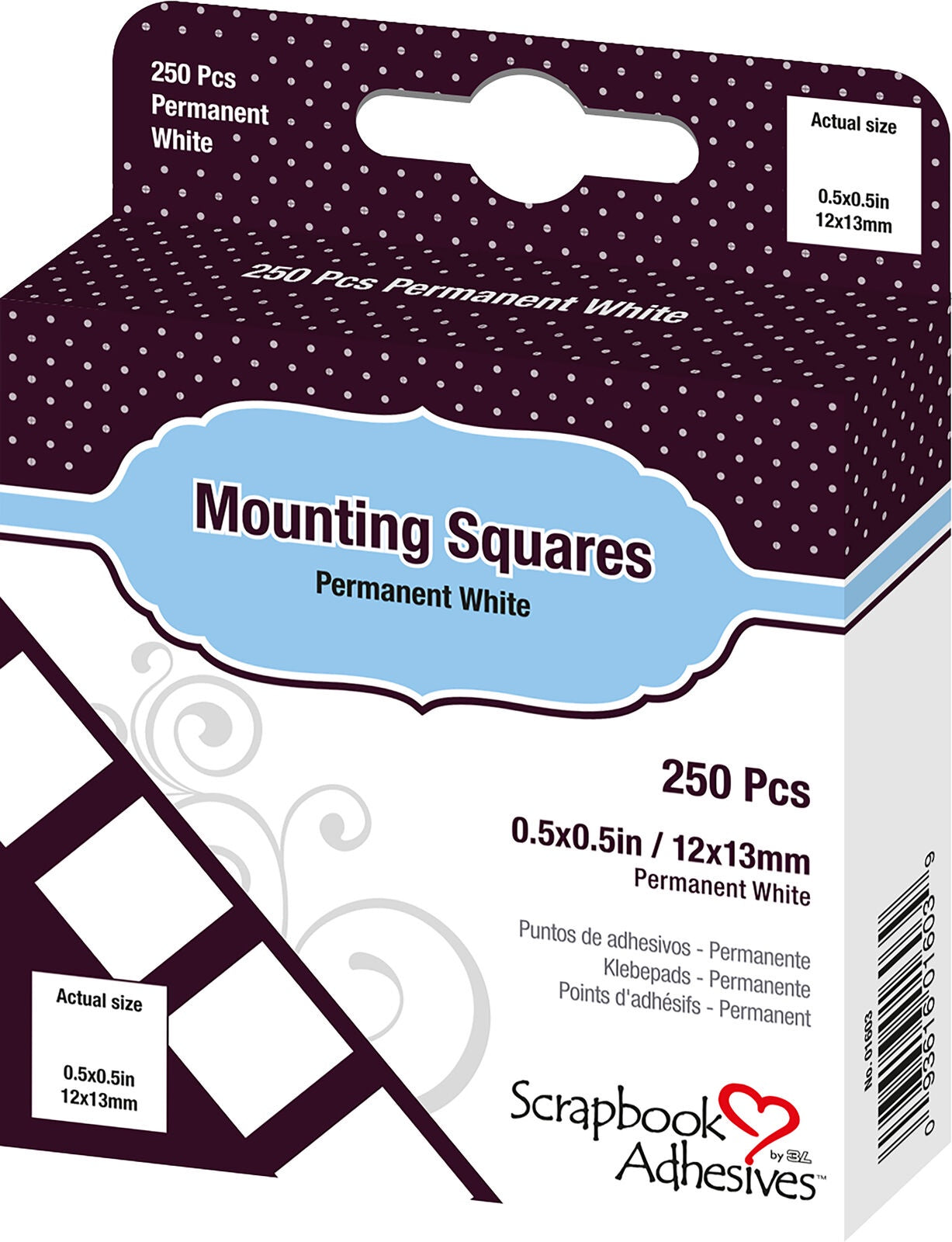 3L MOUNTING SQUARES 250 PC WHITE