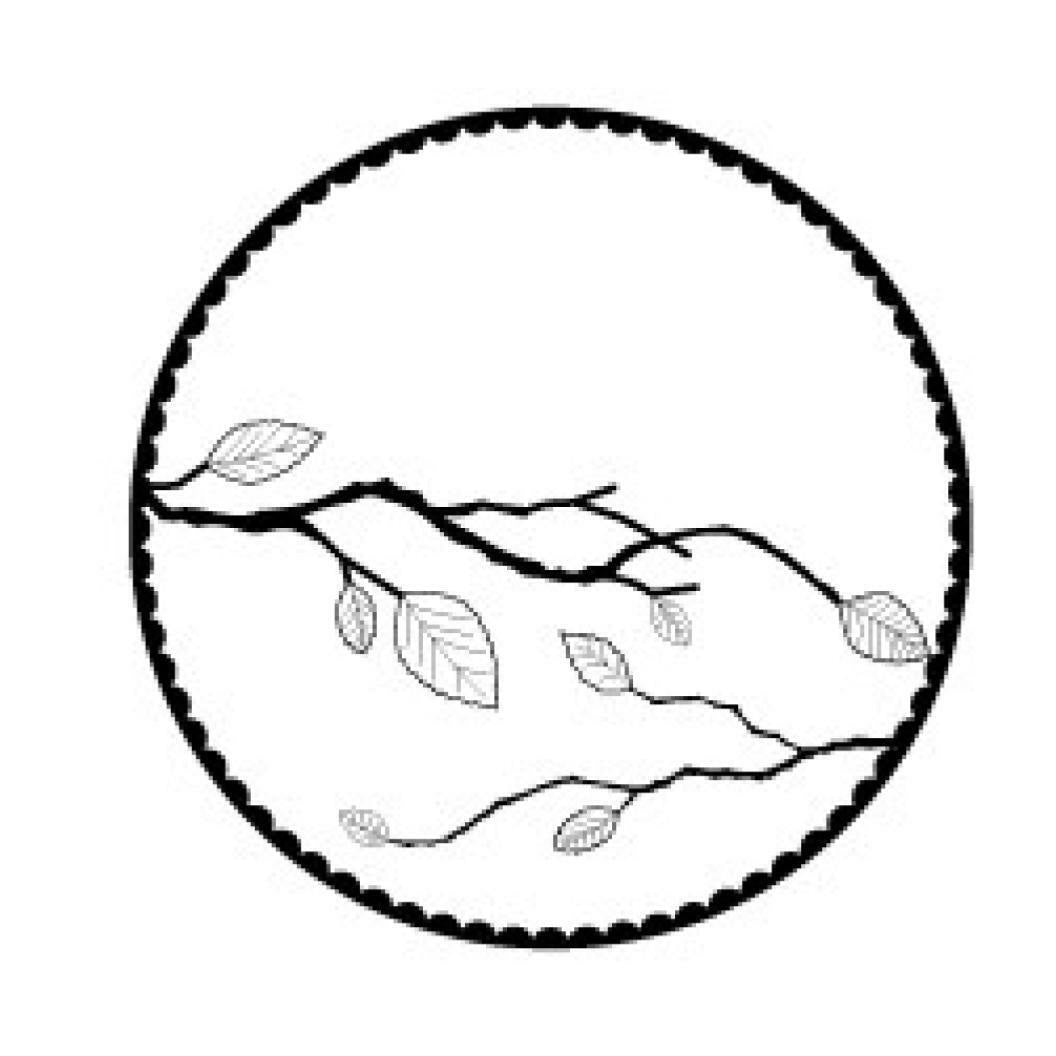 MB LEAFY BRANCH GLOBE WOOD STAMP