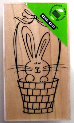 H A BUNNY IN A BASKET WOOD STAMP