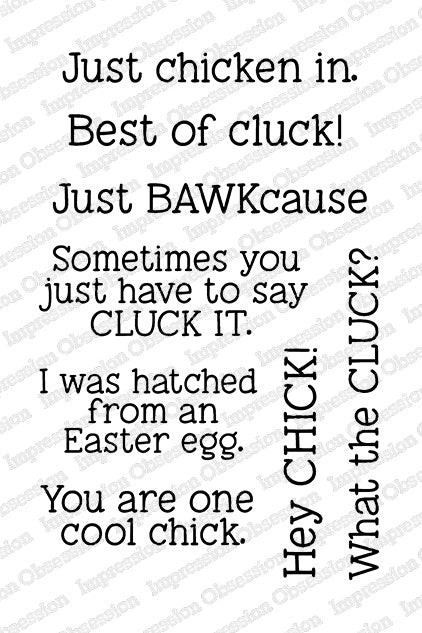 IO CLEAR CHICKEN SAYINGS STAMP SET