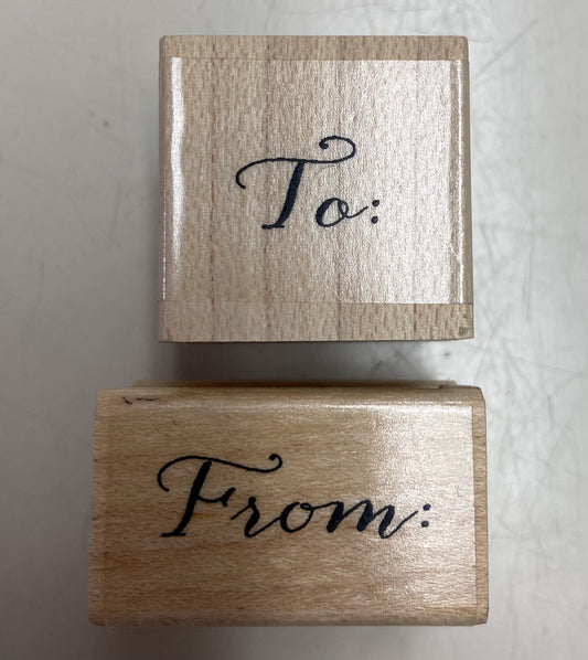 IO TO & FROM WOOD STAMP SET