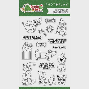 PHOTOPLAY SANTA PAWS DOGS STAMP AND DIE BUNDLE