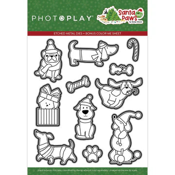 PHOTOPLAY SANTA PAWS DOGS STAMP AND DIE BUNDLE