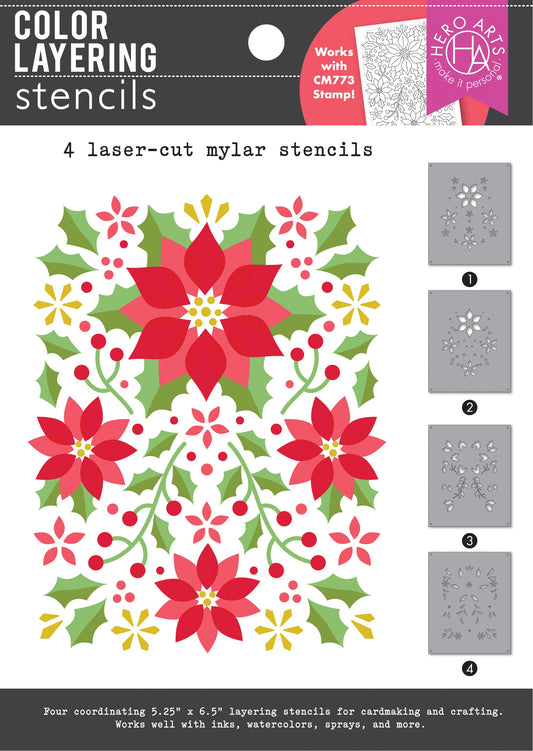 HA COLOR LAYERING POINSETTIA PATTERN STENCILS