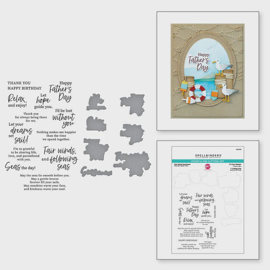 SB FAIR WINDS SENTIMENT STAMP & DIE CUTTING SET