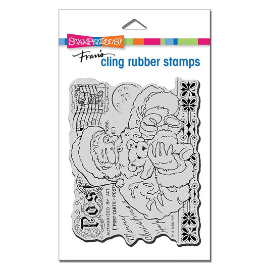 STA CLING SANTAS TEDDY STAMP