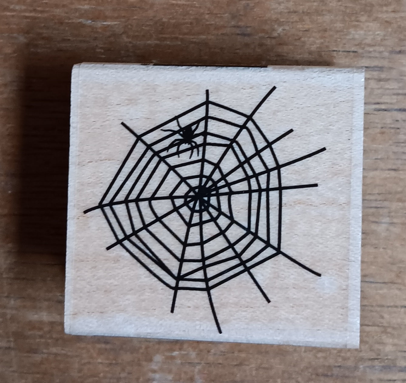 H A SPIDER IN WEB WOOD STAMP