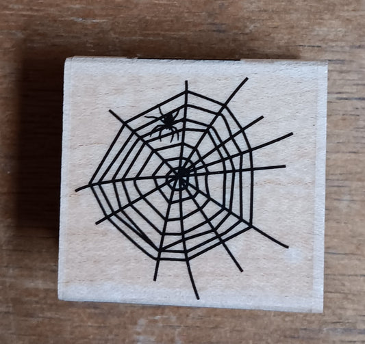 H A SPIDER IN WEB WOOD STAMP