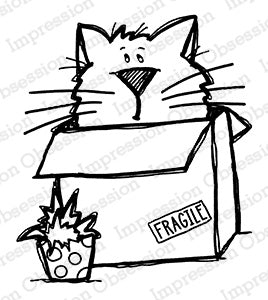 IO FRAGILE KITTY CLING STAMP