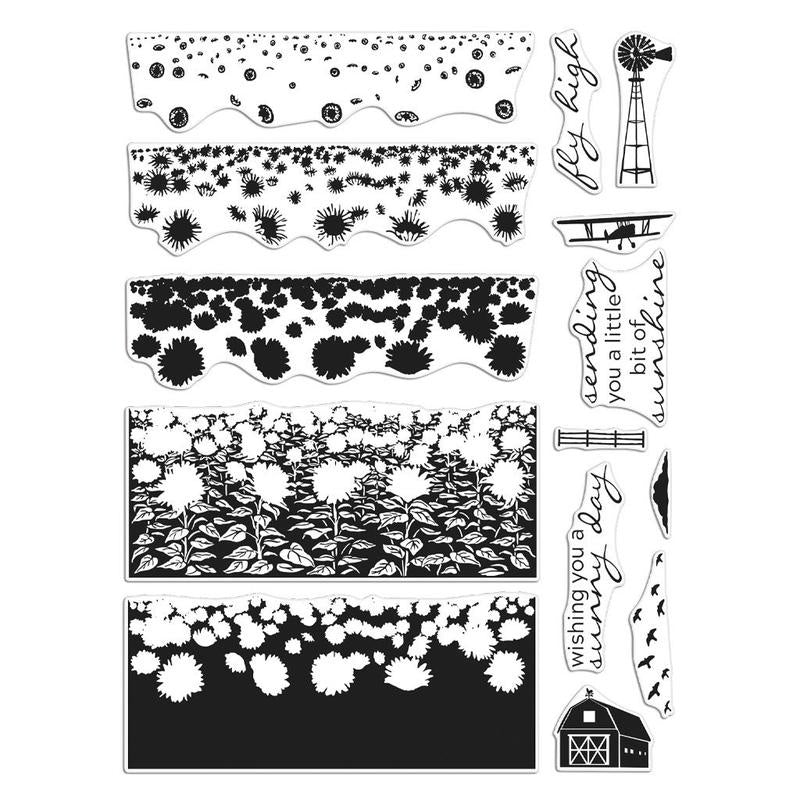 H A CLEAR SUNFLOWER FIELD COLOR LAYERING SCAPE STAMP SET