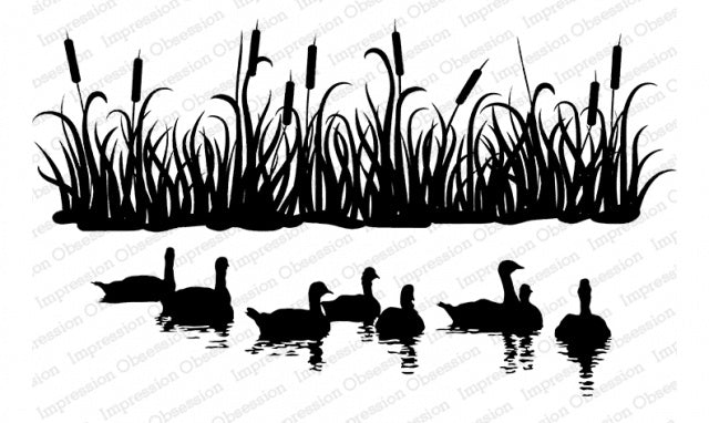 IO SLIM SCENES CATTAILS & GEESE CLING STAMP