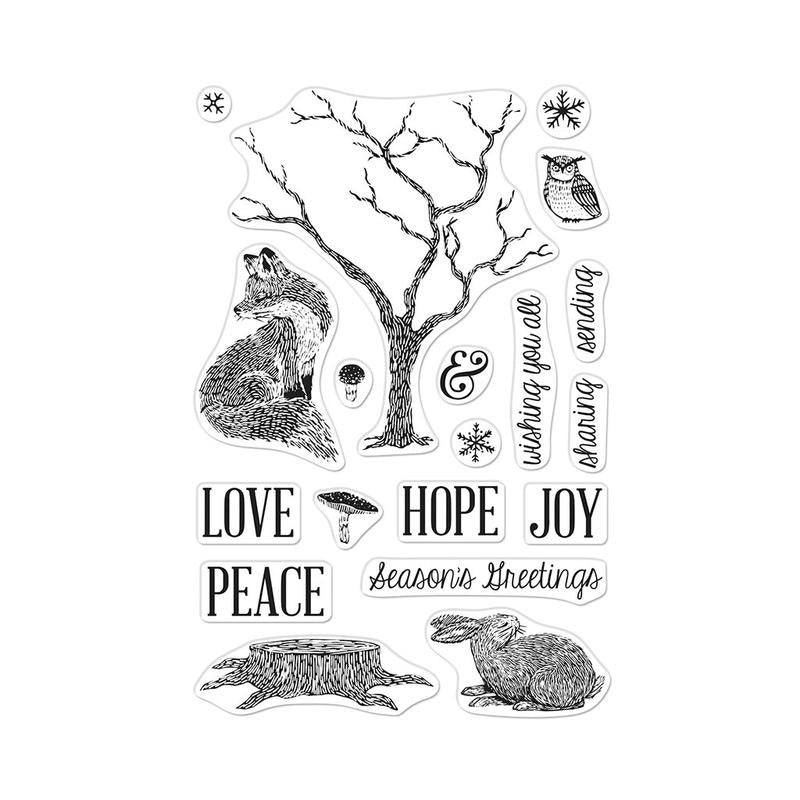 H A CLEAR WINTER TREE AND ANIMALS STAMP SET