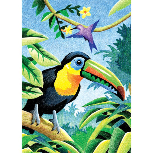 COLOR PENCIL BY NUMBER TROPICAL BIRDS