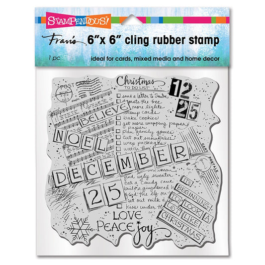 STA CLING CHRISTMAS LIST 6X6 STAMP