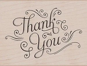 H A THANK YOU WITH FLOURISHES WOOD STAMP