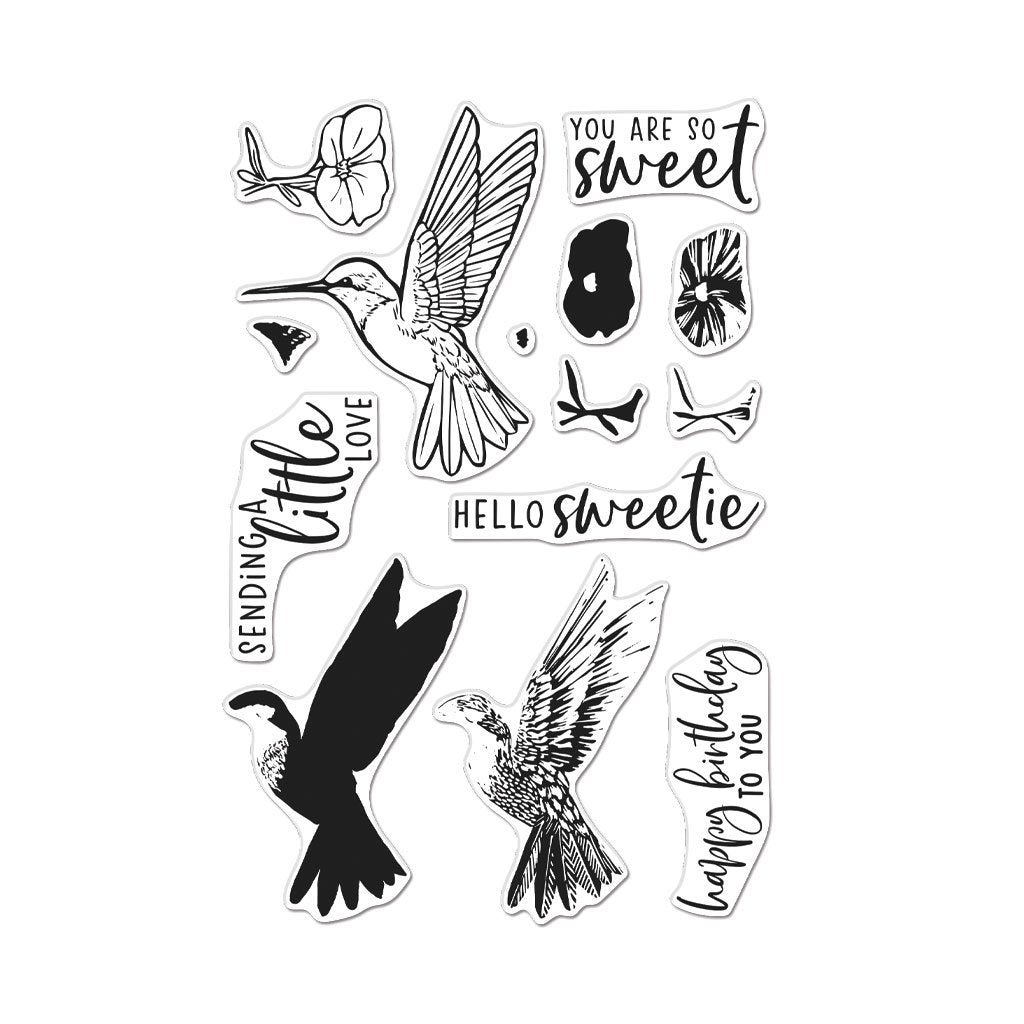 H A CLEAR COLOR LAYERING HUMMINGBIRD STAMP SET