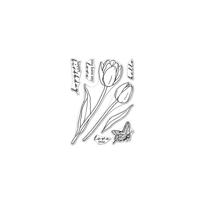 H A CLEAR HERO FLORALS TULIPS STAMP SET