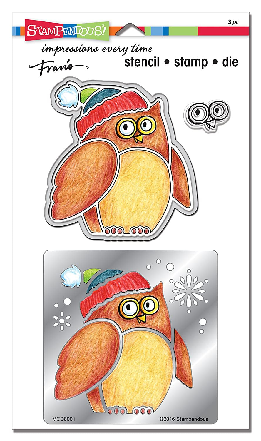 STA WINTER OWL STENCIL, CLEAR STAMP, DIE SET