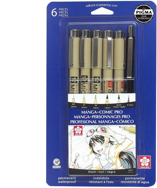 PIGMA MANGA COMIC PRO 6 PC SET