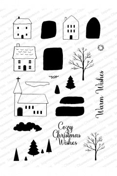 IO CLEAR WINTER VILLAGE STAMP SET