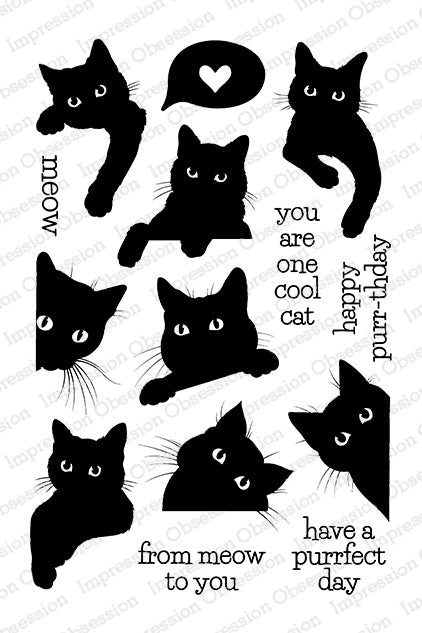 IO BLACK CAT LOVE CLEAR STAMP SET