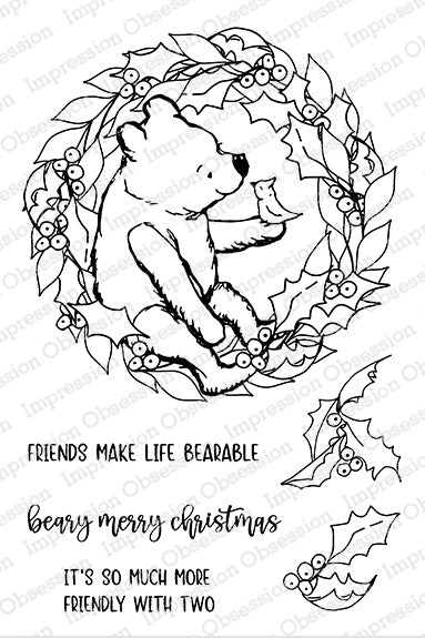 IO CLEAR POOH WREATH STAMP SET