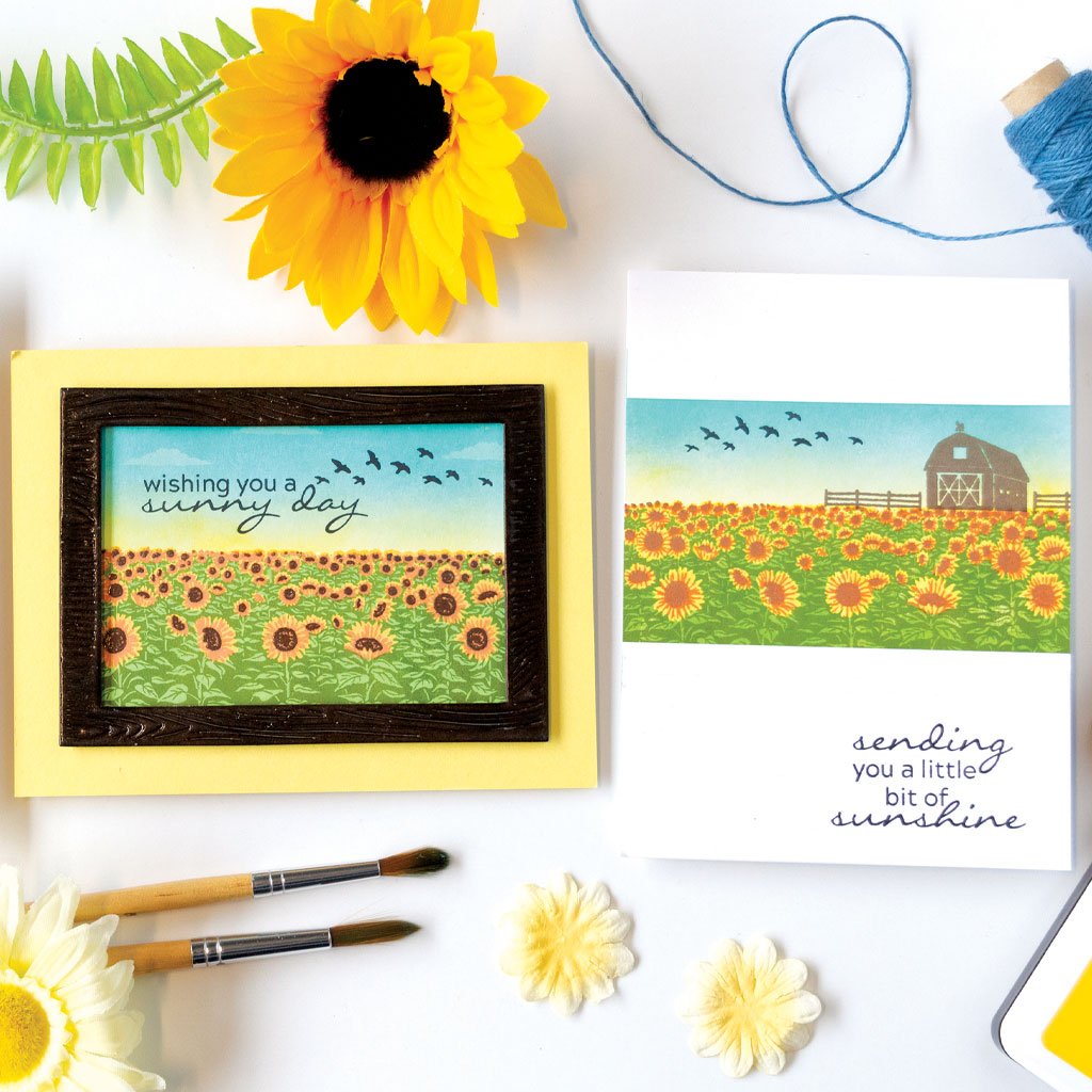 H A CLEAR SUNFLOWER FIELD COLOR LAYERING SCAPE STAMP SET