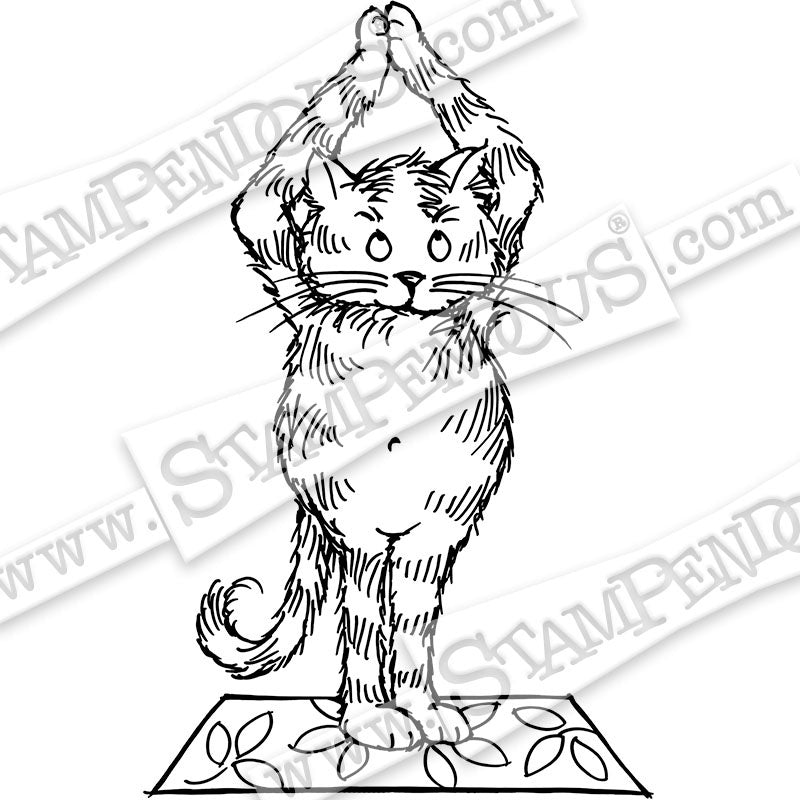 STA CLING YOGA CAT STAMP