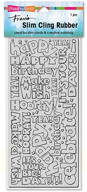 STA CLING SLIM BIRTHDAY WORDS STAMP