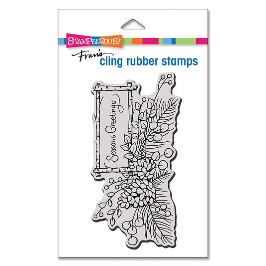 STA CLING MINI PINECONE GREENS STAMP