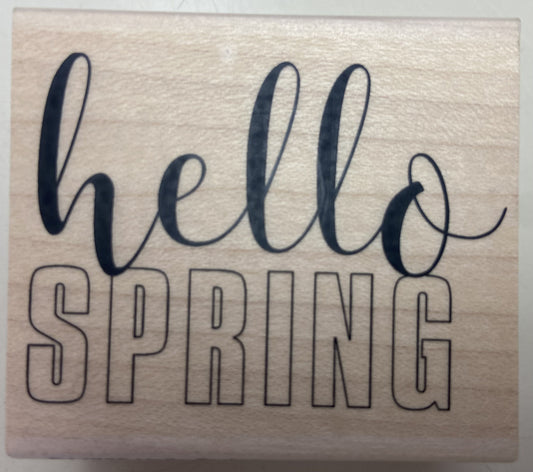 IO HELLO SPRING WOOD MOUNTED STAMP